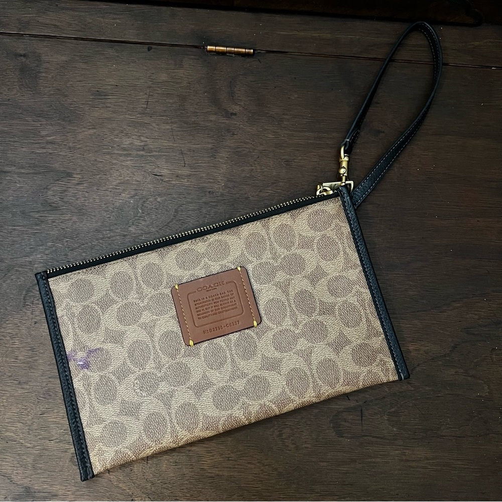 Coach Tan and Brown Wristlet